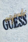Джинсові шорти Guess Originals жіночі з аплікацією висока посадка колір блакитний