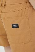 Бавовняні шорти Vans колір коричневий однотонні висока посадка