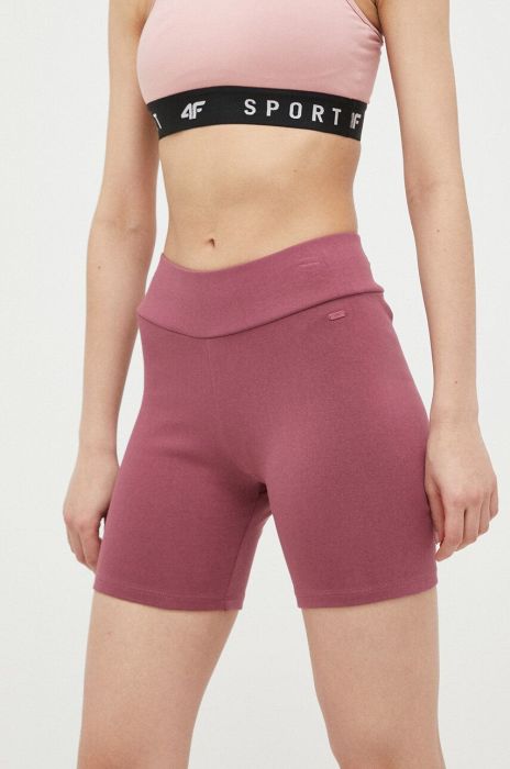 Шорти 4F жіночі колір рожевий однотонні висока посадка (3148467)