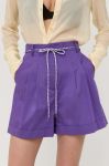 Шорти Patrizia Pepe жіночі колір фіолетовий однотонні висока посадка (3177081)