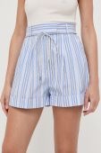Бавовняні шорти Patrizia Pepe візерунок висока посадка колір блакитний
