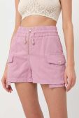 Шорти з домішкою льону Patrizia Pepe колір рожевий однотонні висока посадка