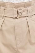 Бавовняні шорти Morgan колір бежевий однотонні висока посадка