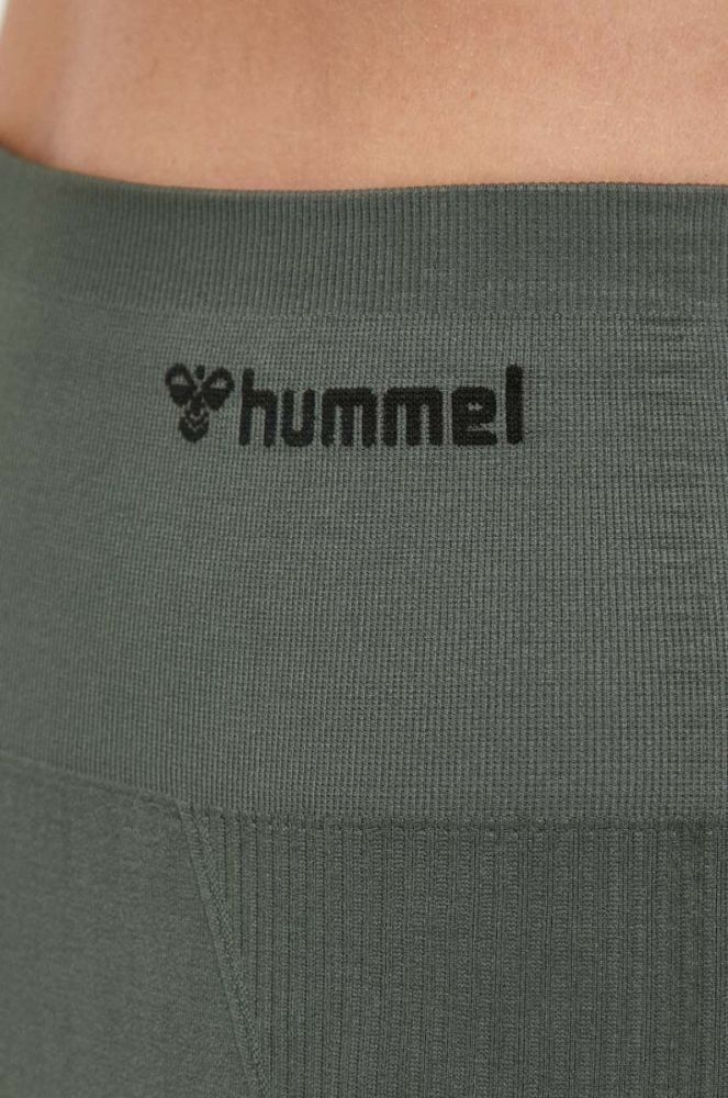 Шорти для тренувань Hummel Tif колір зелений однотонні висока посадка (3479247) фото 4