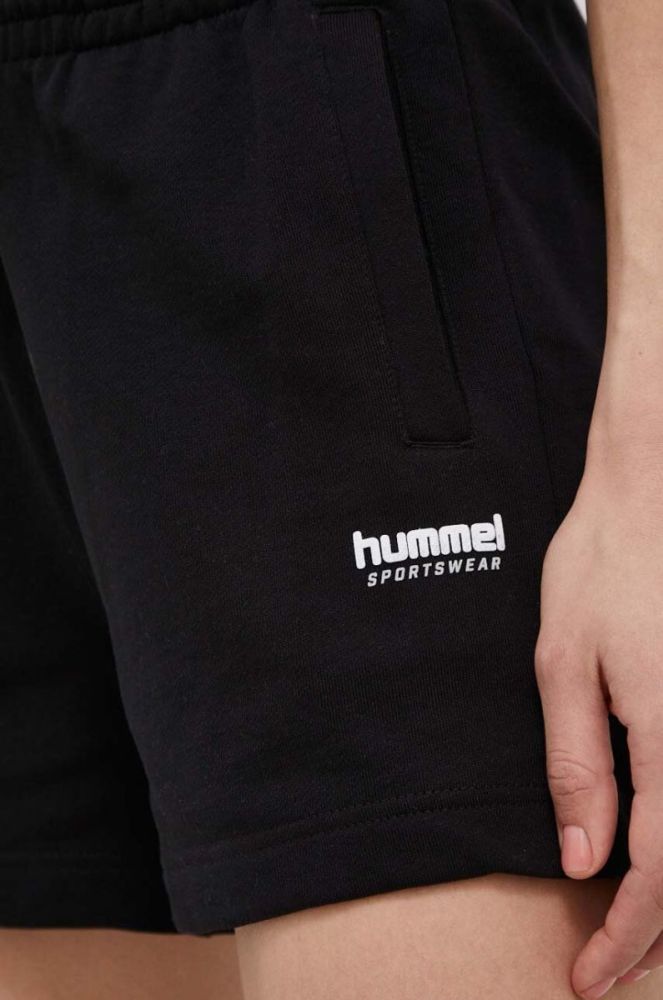 Бавовняні шорти Hummel колір чорний однотонні середня посадка (3225005) фото 4