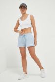 Бавовняні шорти Hummel однотонні середня посадка колір блакитний