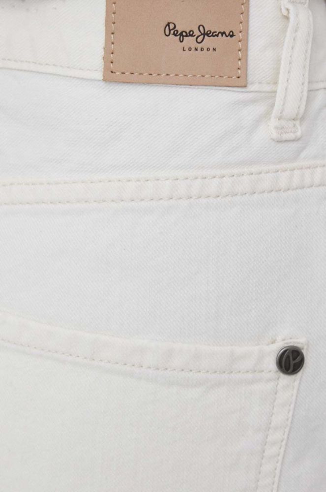 Джинсові шорти Pepe Jeans Rachel жіночі колір бежевий однотонні висока посадка фото 5