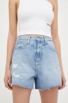 Джинсові шорти Pepe Jeans жіночі однотонні висока посадка колір блакитний (3219780)