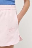 Бавовняні шорти Miss Sixty колір рожевий з аплікацією висока посадка