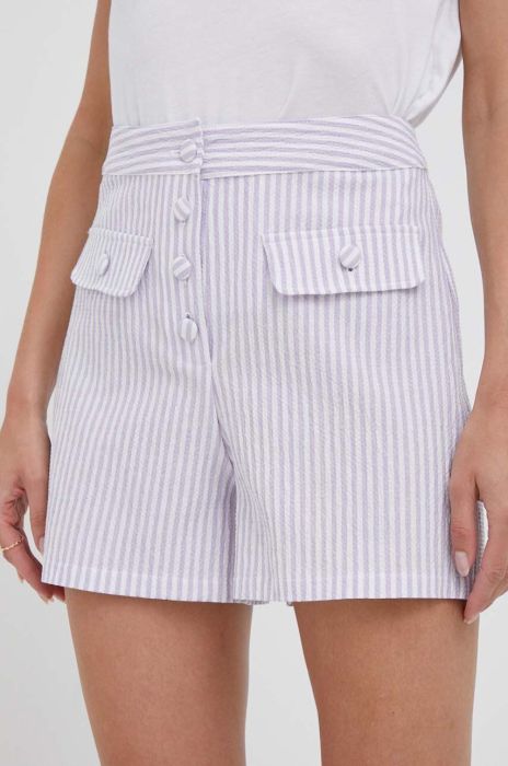 Шорти United Colors of Benetton жіночі колір фіолетовий візерунок висока посадка