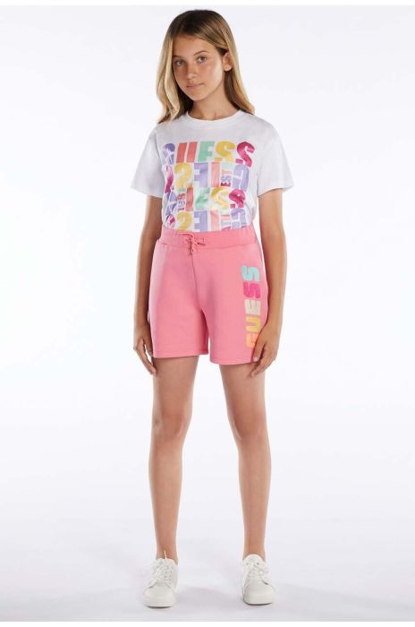 Дитячі шорти Guess колір рожевий з аплікацією регульована талія (3004623)