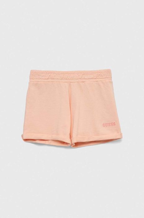 Дитячі бавовняні шорти Guess колір помаранчевий однотонні