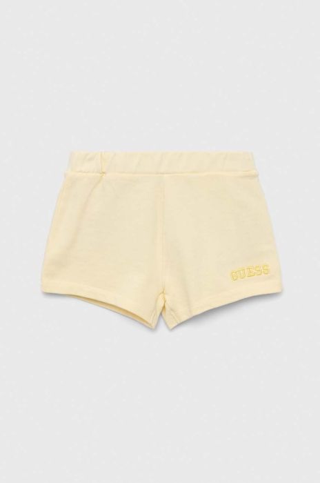Дитячі бавовняні шорти Guess колір жовтий однотонні
