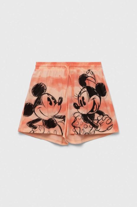 Дитячі бавовняні шорти United Colors of Benetton колір помаранчевий з принтом регульована талія