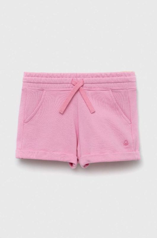 Дитячі бавовняні шорти United Colors of Benetton колір рожевий однотонні регульована талія (3234422)