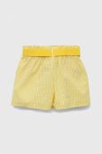 Дитячі бавовняні шорти United Colors of Benetton колір жовтий візерунок регульована талія