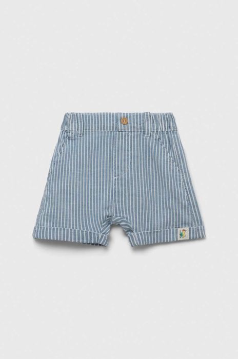 Бавовняні дитячі шорти United Colors of Benetton візерунок колір блакитний