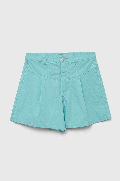 Дитячі бавовняні шорти United Colors of Benetton колір бірюзовий однотонні регульована талія (3279798)