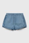 Дитячі бавовняні шорти United Colors of Benetton однотонні регульована талія колір блакитний (3279804)
