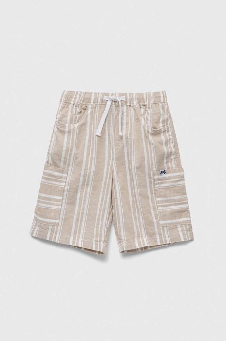 Дитячі бавовняні шорти United Colors of Benetton колір бежевий візерунок регульована талія (3289056)
