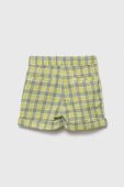 Дитячі лляні шорти United Colors of Benetton колір зелений візерунок регульована талія