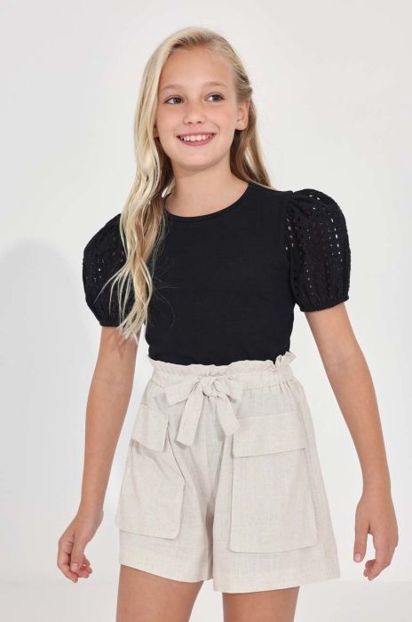 Дитячі шорти з домішкою льону Mayoral колір бежевий однотонні