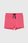 Дитячі шорти Sisley колір фіолетовий однотонні регульована талія