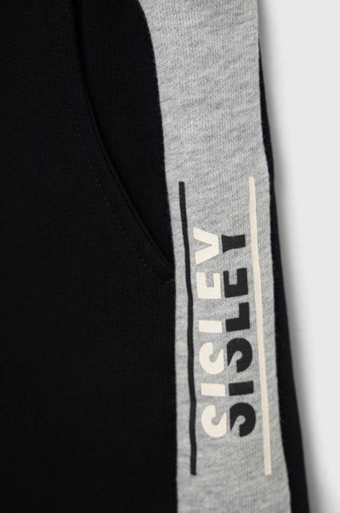 Дитячі бавовняні шорти Sisley колір чорний з принтом фото 4