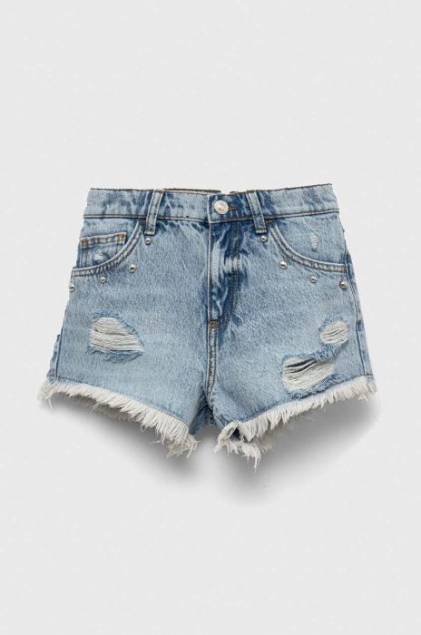 Дитячі джинсові шорти Sisley з аплікацією регульована талія колір блакитний