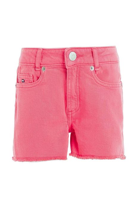 Дитячі джинсові шорти Tommy Hilfiger колір помаранчевий однотонні