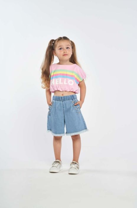 Дитячі джинсові шорти Birba&Trybeyond з аплікацією колір блакитний