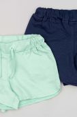 Дитячі бавовняні шорти zippy 2-pack колір зелений однотонні регульована талія