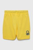 Дитячі бавовняні шорти United Colors of Benetton колір жовтий однотонні регульована талія (3283061)