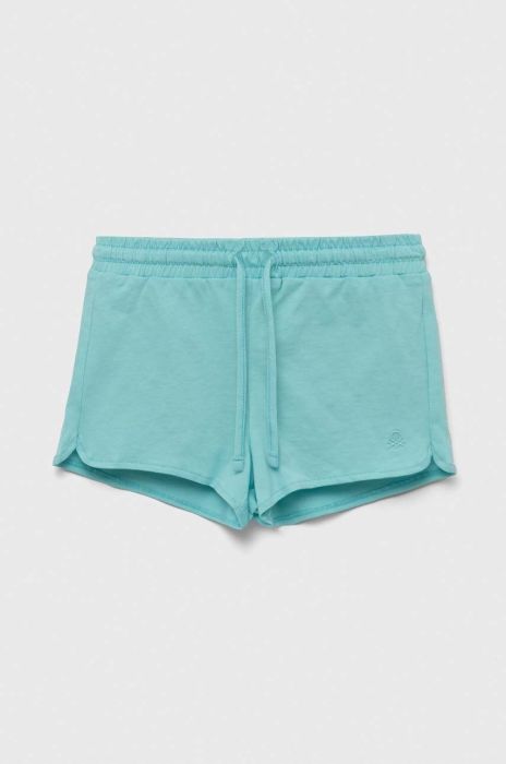 Дитячі бавовняні шорти United Colors of Benetton колір бірюзовий однотонні регульована талія (3279860)