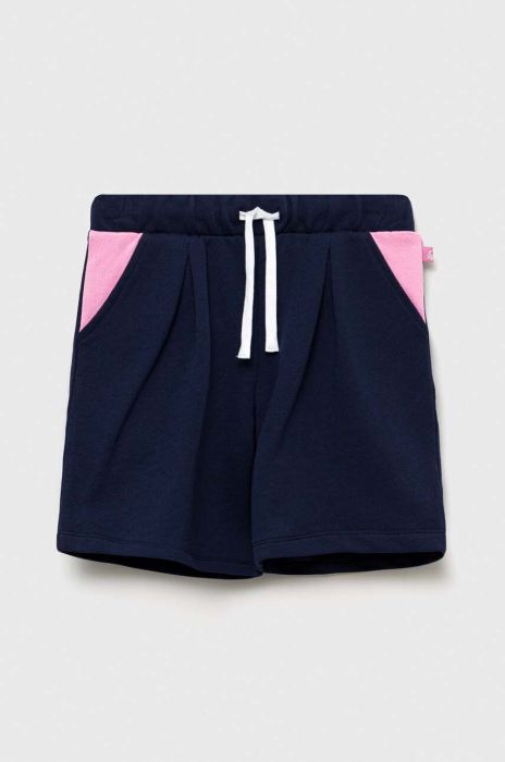 Дитячі бавовняні шорти United Colors of Benetton колір синій візерунок регульована талія