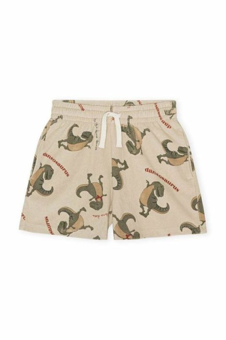 Дитячі бавовняні шорти Konges Sl?jd колір бежевий з принтом