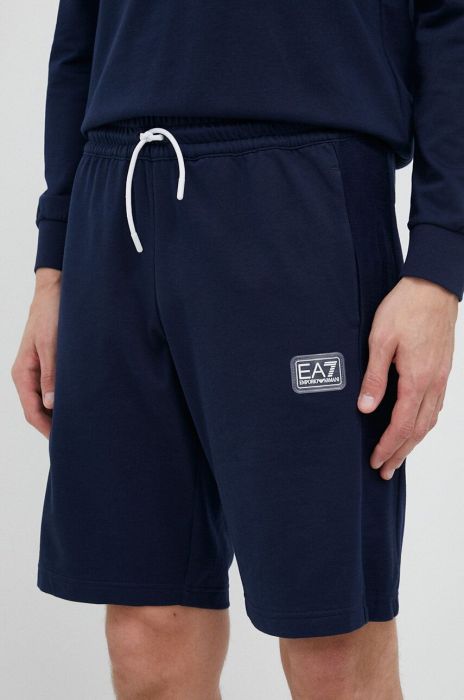 Бавовняні шорти EA7 Emporio Armani колір синій