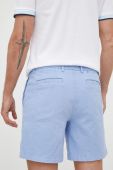 Лляні шорти BOSS колір блакитний