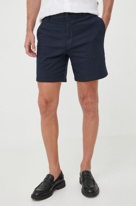 Лляні шорти BOSS колір синій