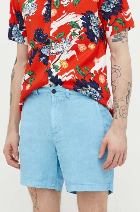 Лляні шорти Superdry колір блакитний