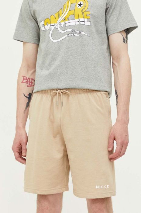 Бавовняні шорти Nicce колір бежевий
