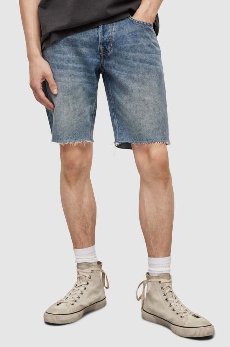 Джинсові бавовняні шорти AllSaints колір блакитний