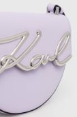Шкіряна сумочка Karl Lagerfeld колір фіолетовий (2894087)