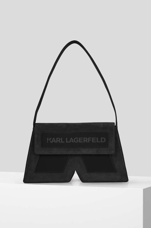 Замшева сумочка Karl Lagerfeld колір чорний (3345596)