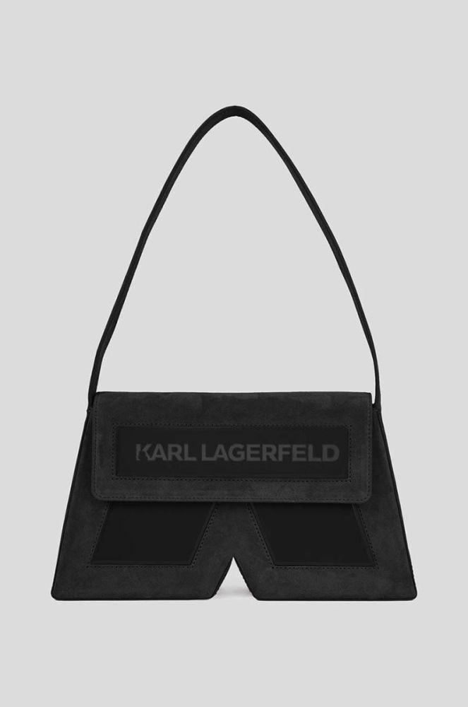 Замшева сумочка Karl Lagerfeld колір чорний (3345596) фото 5