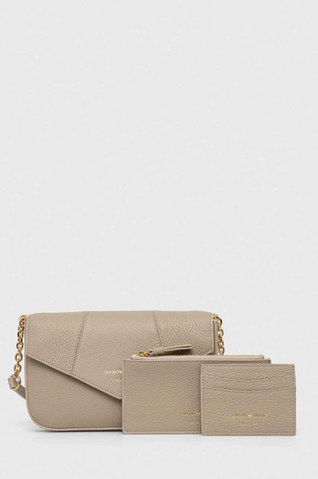 Шкіряна сумочка Emporio Armani колір бежевий (3071864)