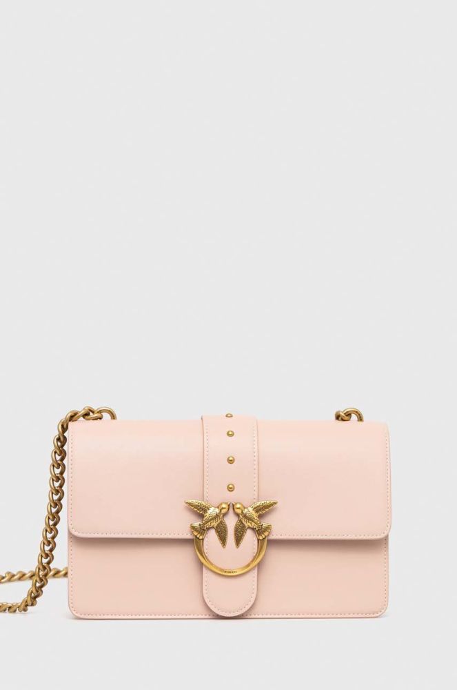 Шкіряна сумочка Pinko колір рожевий (2920137)
