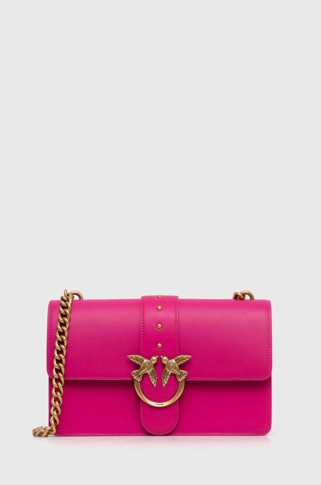 Шкіряна сумочка Pinko колір рожевий (3439997)