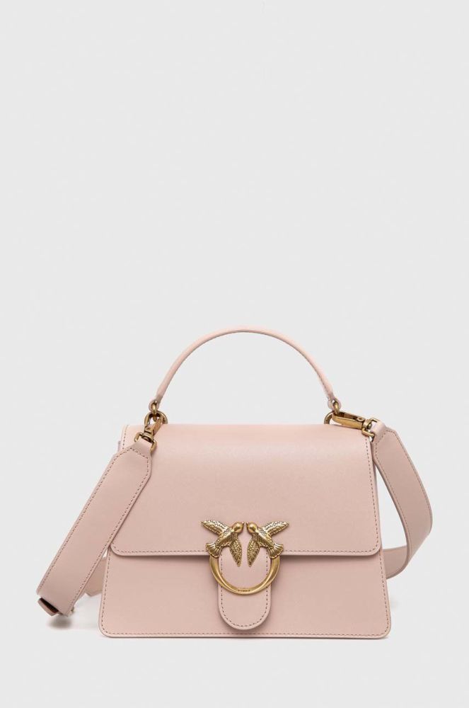 Шкіряна сумочка Pinko колір рожевий (2957807)