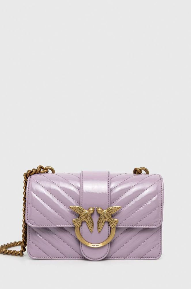 Шкіряна сумочка Pinko колір фіолетовий (2991328)